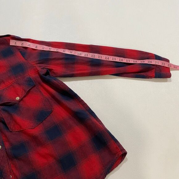 ZARA Basic Men’s Flannel Shirt XL – Red Navy Plaid Button Down - Picture 7 of 13